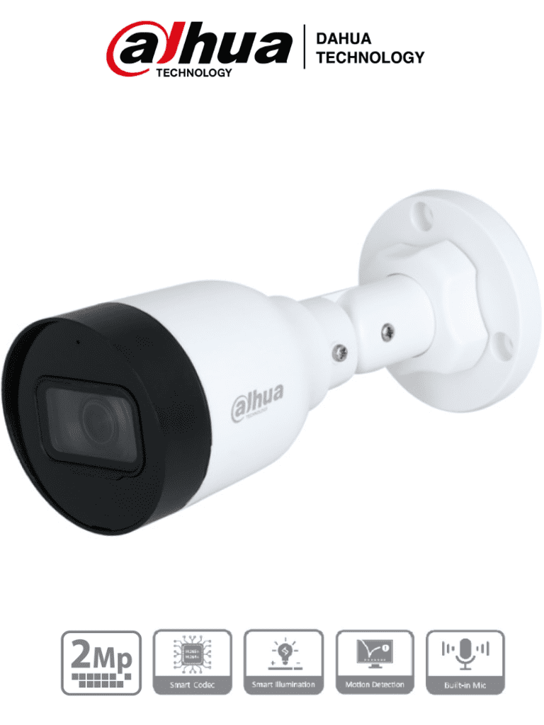 Dahua IPC-HFW1230S1-A-S5-Cámara IP Bullet de 2MP, lente de 2.8mm, ángulo de visión de 102 grados, micrófono integrado, compresión H.265+, IR de 30m, protección IP67, PoE, DWDR. Dahua IPC-HFW1230S1-A-S5-Cámara IP Bullet de 2MP, lente de 2.8mm, ángulo de visión de 102 grados, micrófono integrado, compresión H.265+, IR de 30m, protección IP67, PoE, DWDR.
